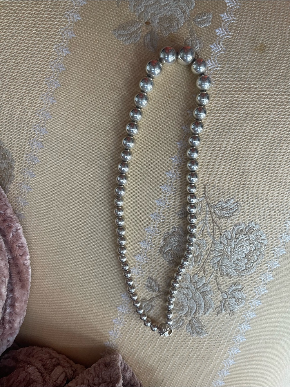 Tiffany & Co. Sterling Silver Bead Necklace with Signature Blue Pouch and box - Picture 3 of 6